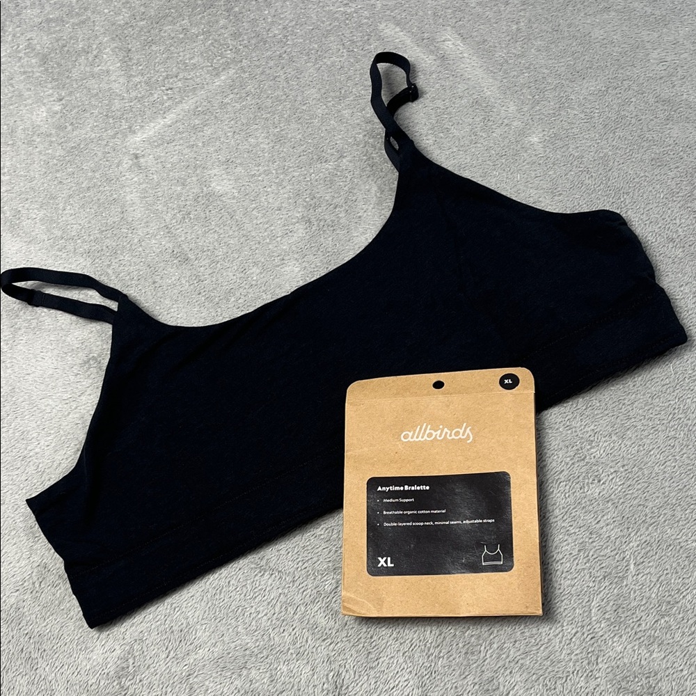NEW Allbirds XL Anytime Bralette Women's Black